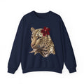 Leopard with Red Hibiscus Crewneck Sweatshirt