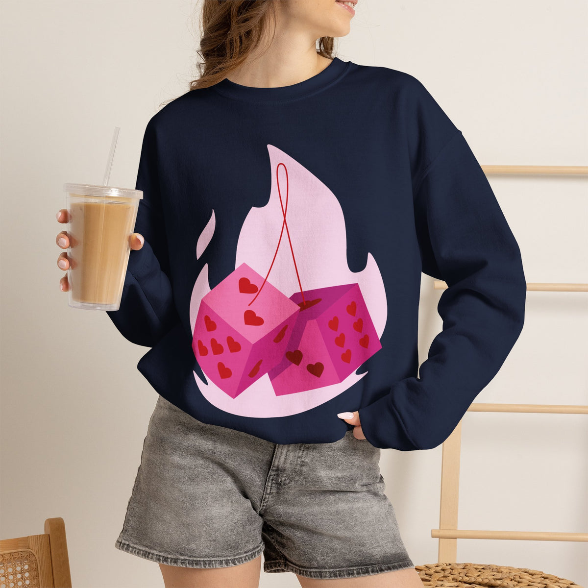 Moonlit Roses Crewneck Sweatshirt — Mystic Night Cat Floral Design