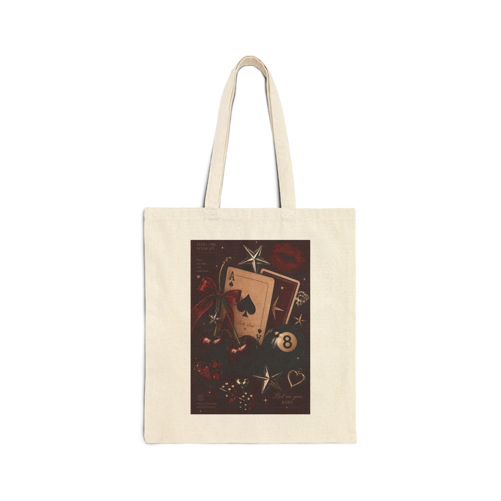 Leopard Floral Tote Bag — Canvas Market Bag with Leopard Head & Red Flower