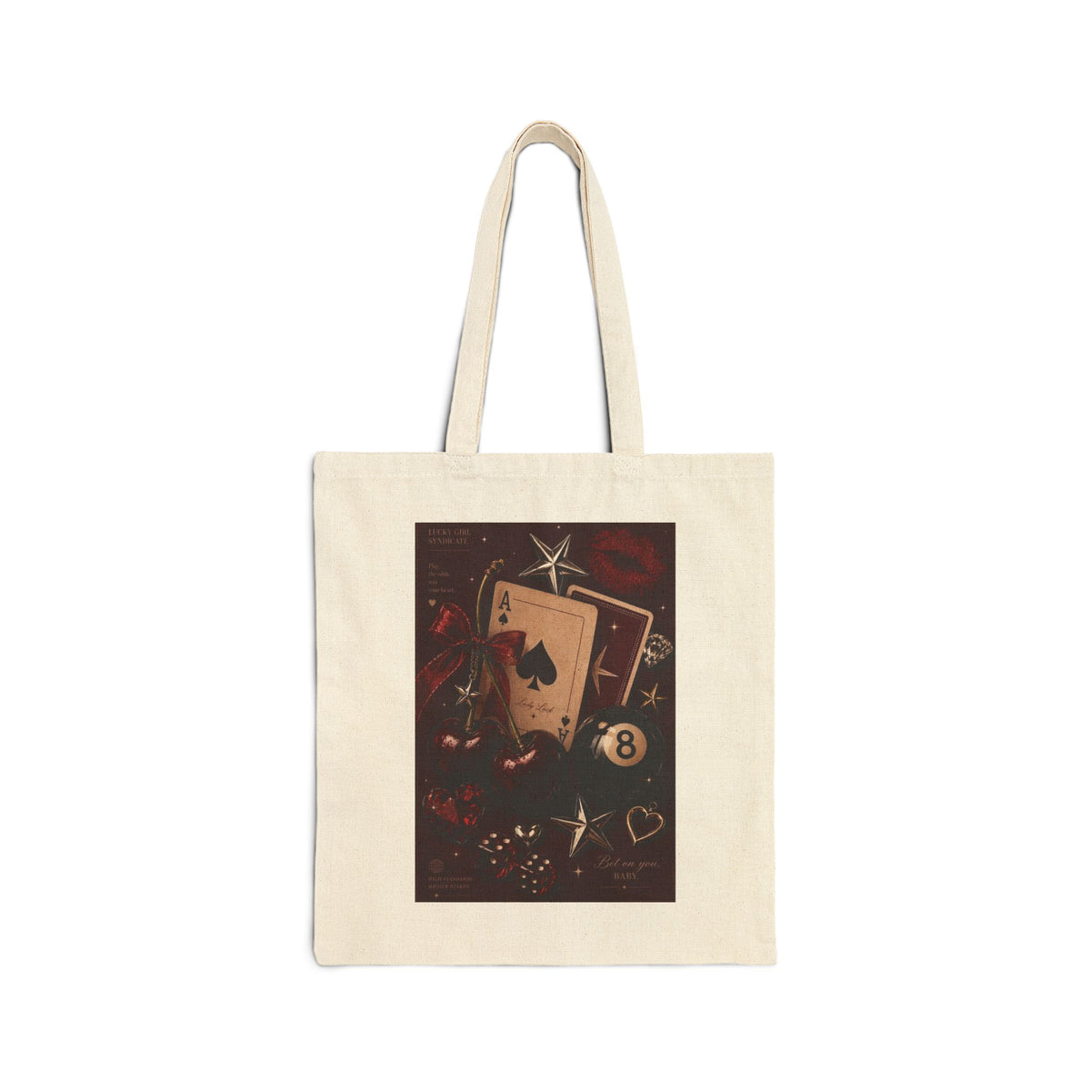Leopard Floral Tote Bag — Canvas Market Bag with Leopard Head & Red Flower