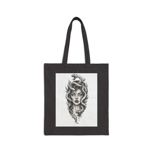 Canvas Tote Bag — Boho Floral Woman Illustration Tote