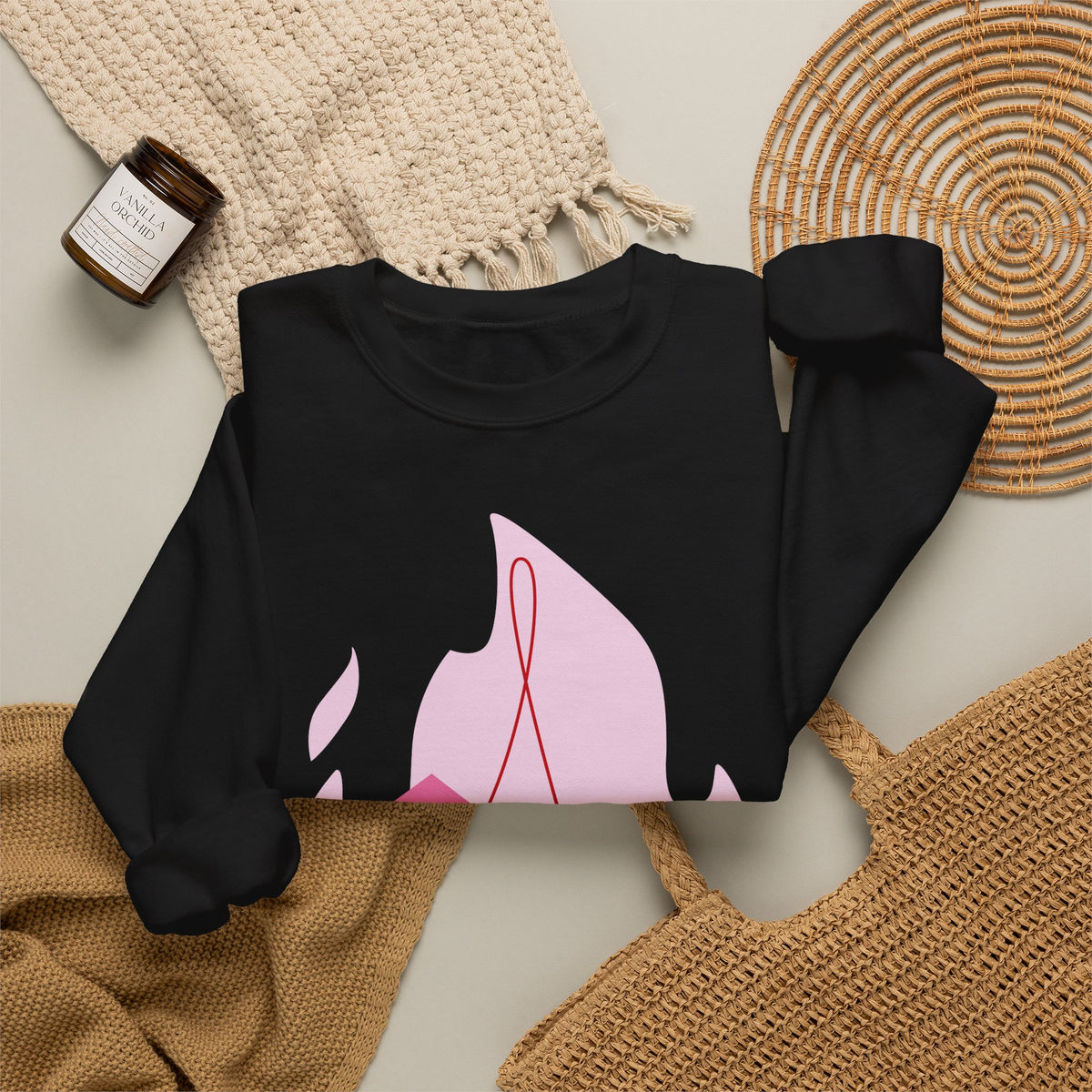 Moonlit Roses Crewneck Sweatshirt — Mystic Night Cat Floral Design