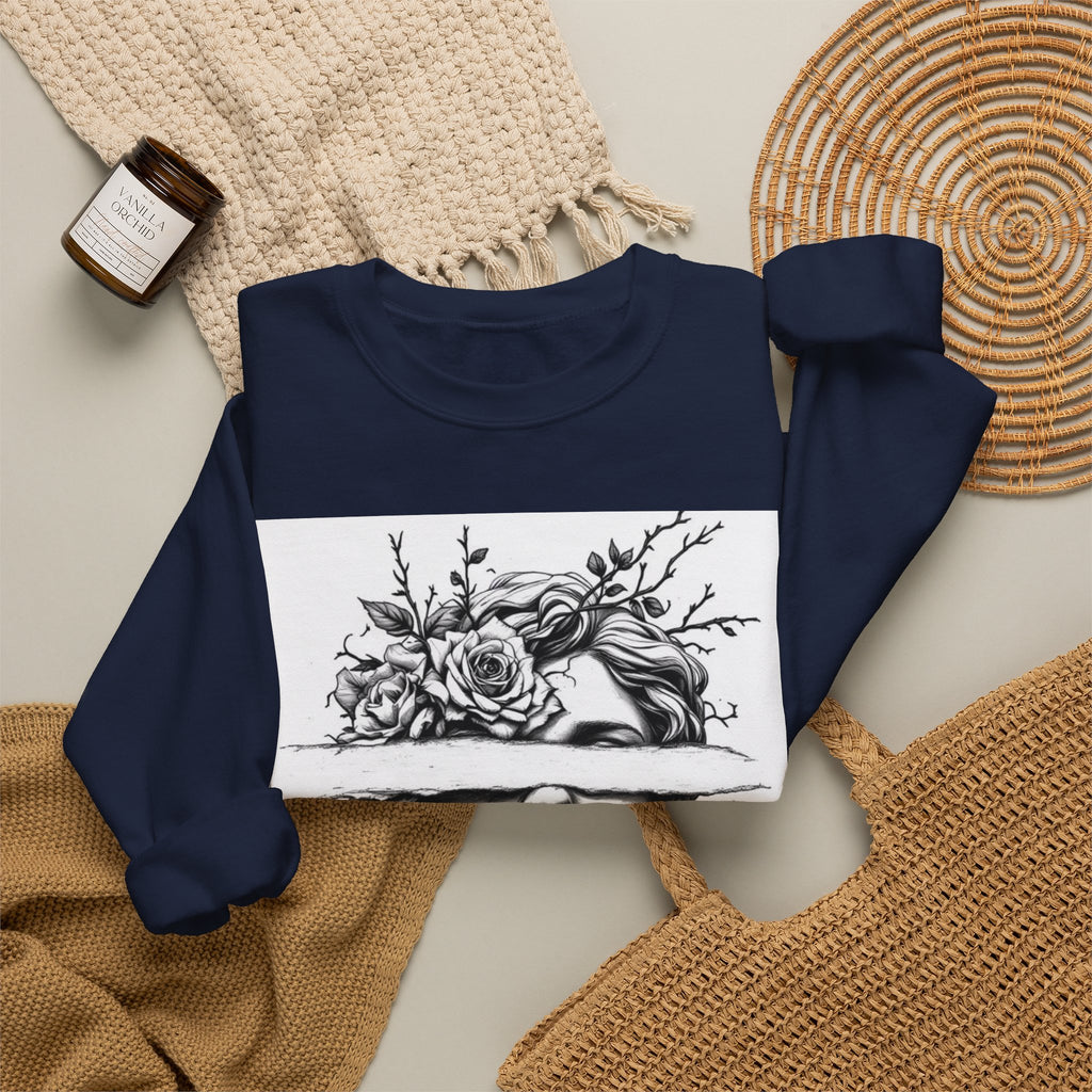 Bohemian Moon Goddess Sweatshirt — Floral Butterfly Back-View Graphic