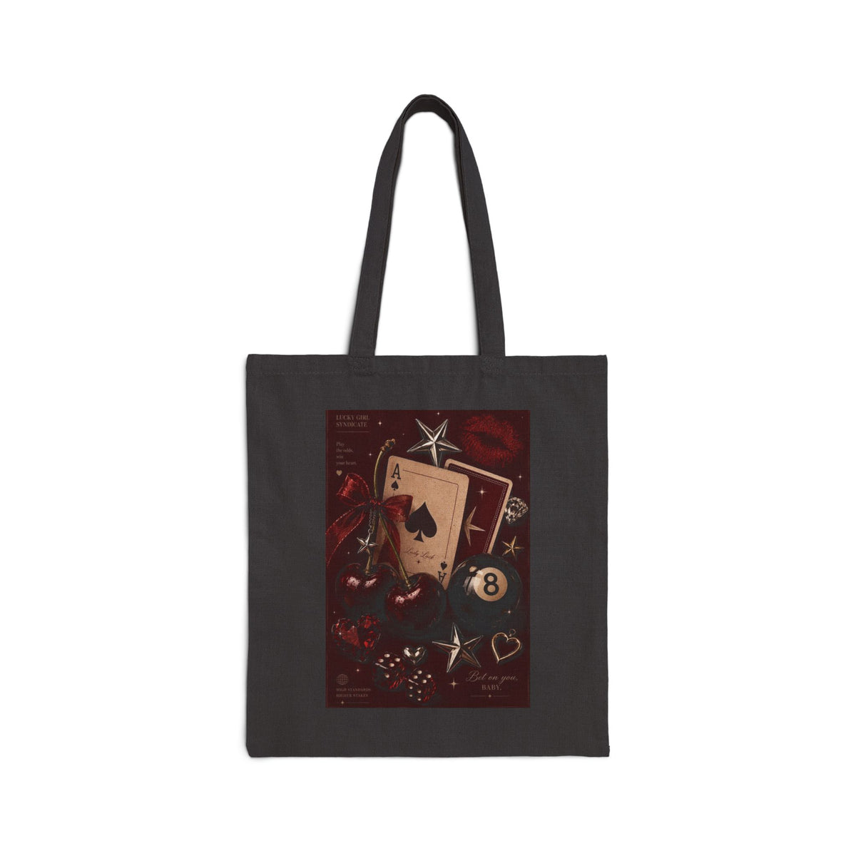 Leopard Floral Tote Bag — Canvas Market Bag with Leopard Head & Red Flower