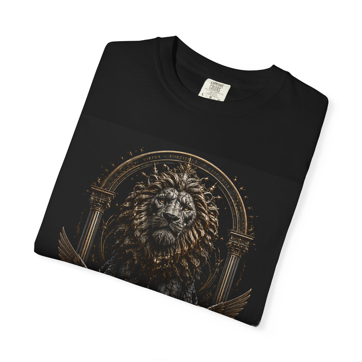 Lion Crest T-Shirt — Regal Gothic Lion Graphic Tee