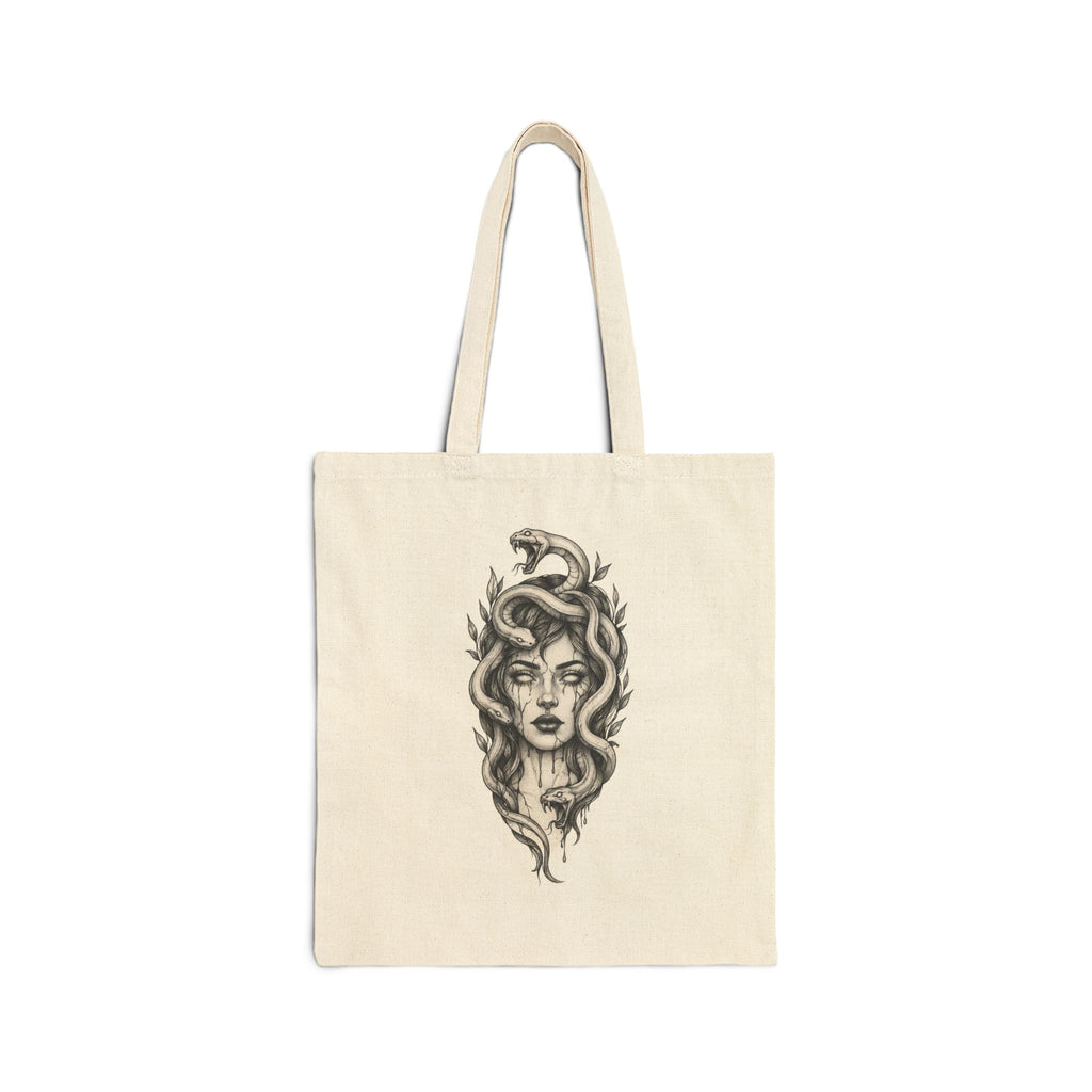 Canvas Tote Bag — Boho Floral Woman Illustration Tote
