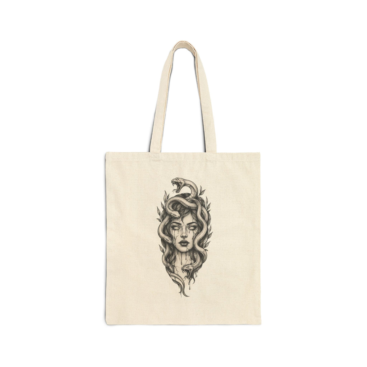 Canvas Tote Bag — Boho Floral Woman Illustration Tote