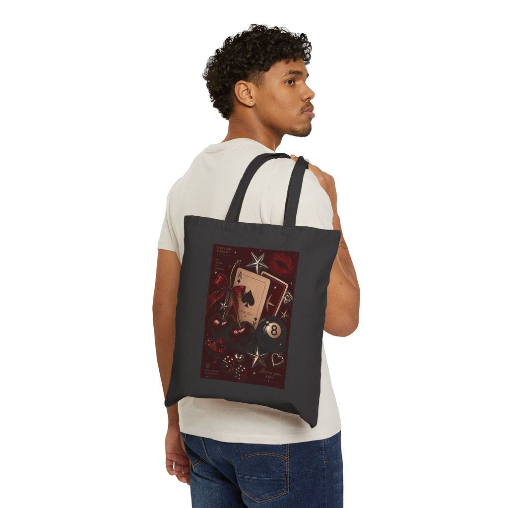 Leopard Floral Tote Bag — Canvas Market Bag with Leopard Head & Red Flower