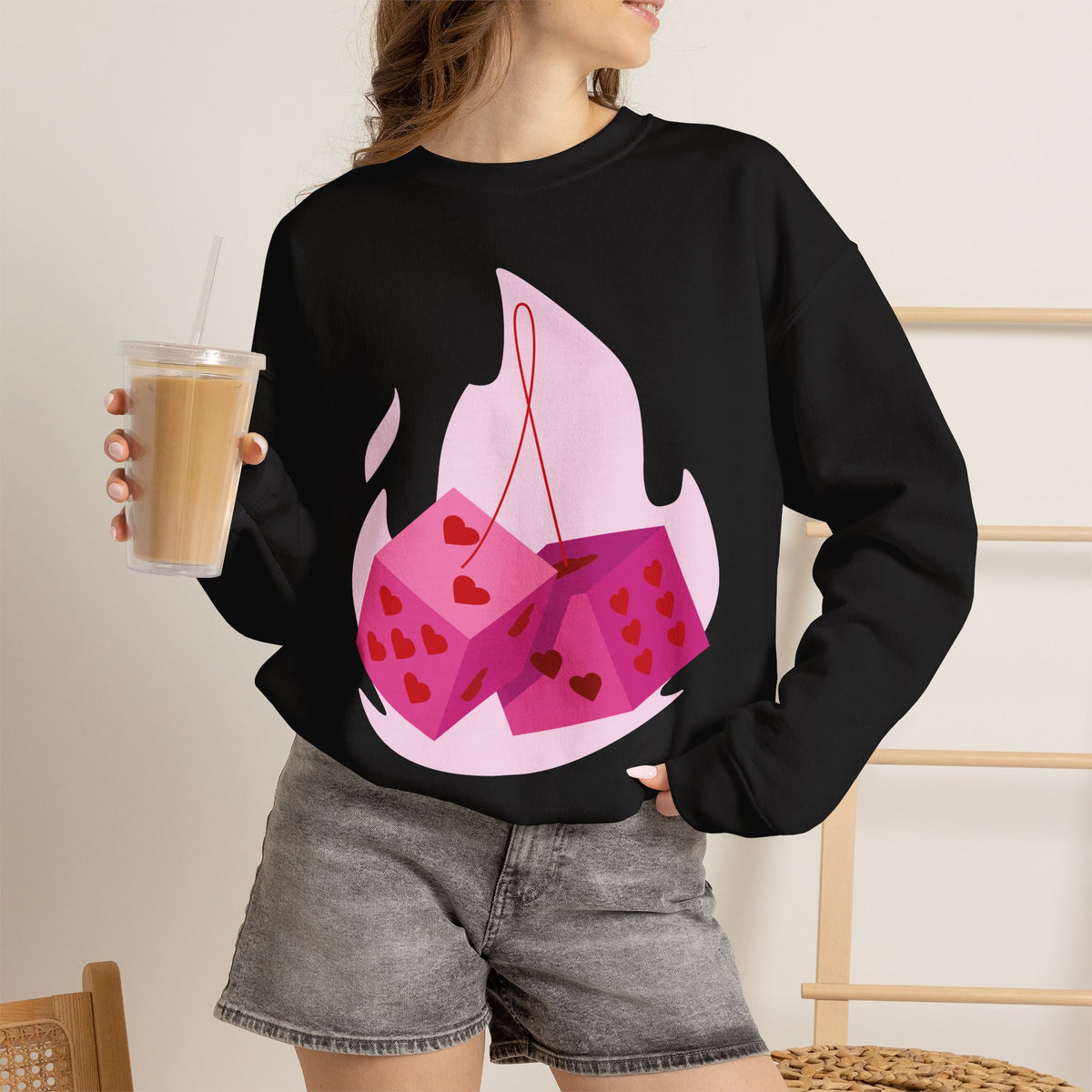 Moonlit Roses Crewneck Sweatshirt — Mystic Night Cat Floral Design